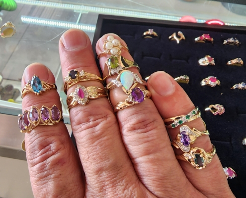 Pretty colored stone rings at Bootie's Pawn Shop